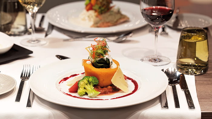 A main meal served in the Rheinfels restaurant on Spirit of the Rhine